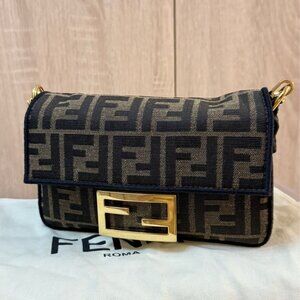 Fendi Baguette FF Logo Brown Shoulder Bag